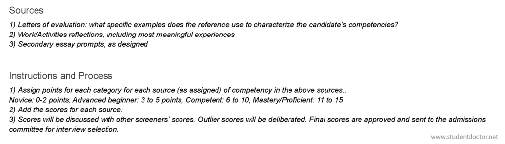 Academic Competencies Rubric - sources and instructions