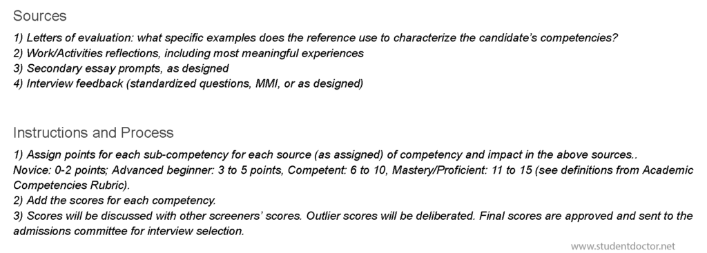 Pre-Professional Rubric - Instructions